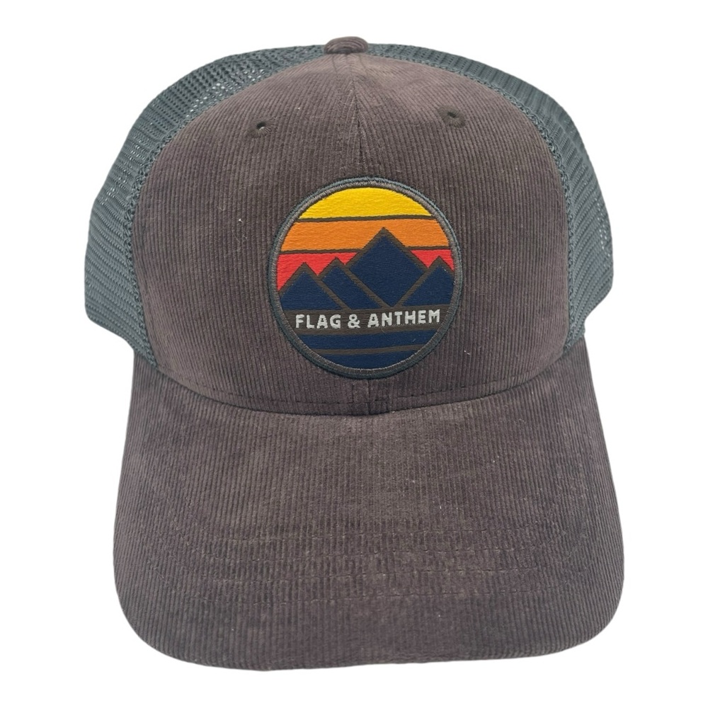 Authentic Flag & Anthem Corduroy & Mesh Hat Embroidered Mountains & Sunset Cap